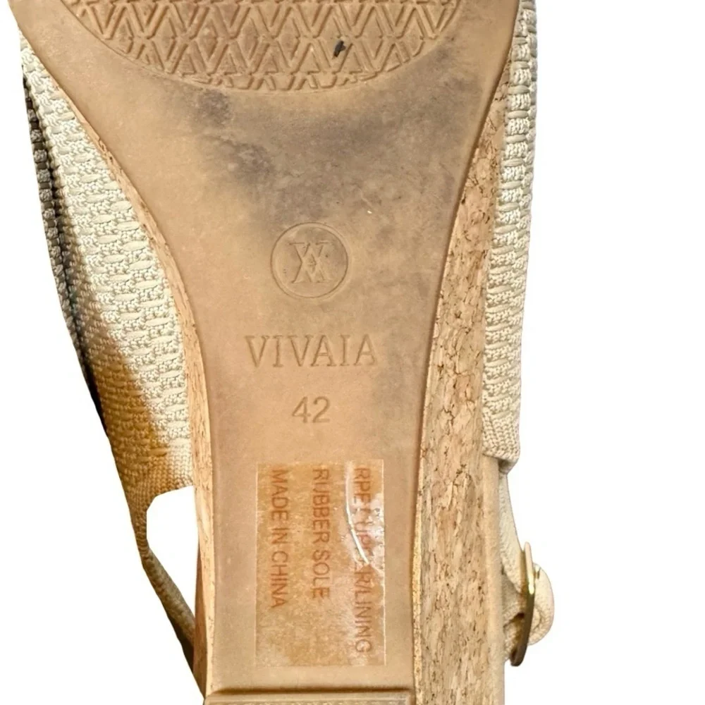 Vivaia Almond Toe Beige Slingback Wedge Tamia in Almond Crochet-Still Full Price